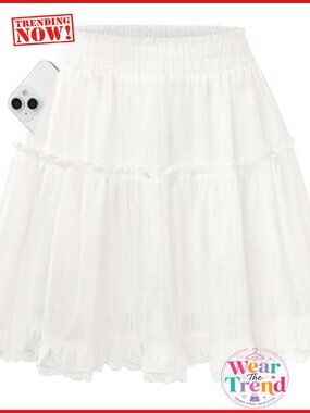 Kate K Mini Skirt with Built-in Shorts Ruffle Lace Skort